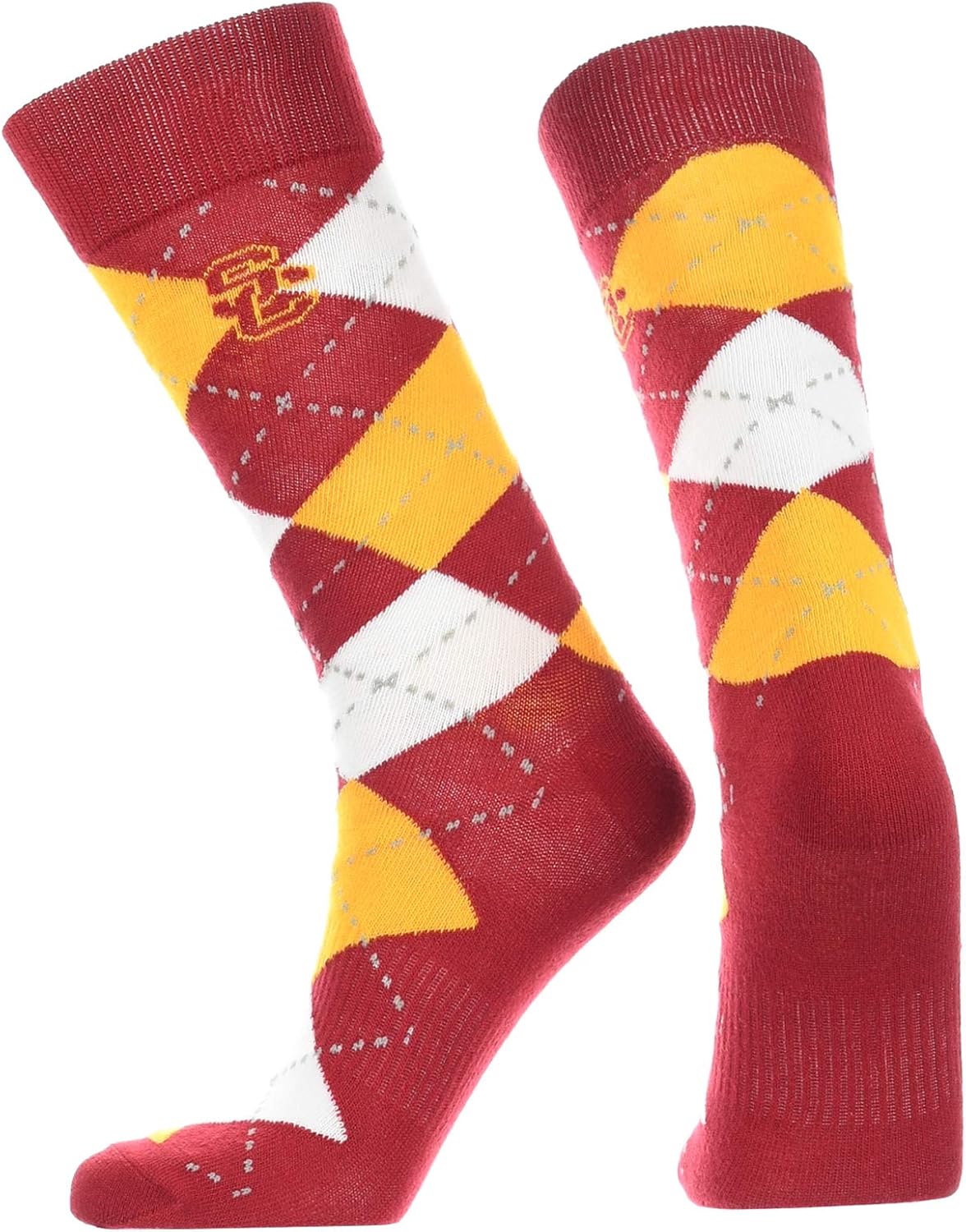 TCK USC Trojans Argyle Dress Socks NCAA Fanwear Crew Length - Image 2