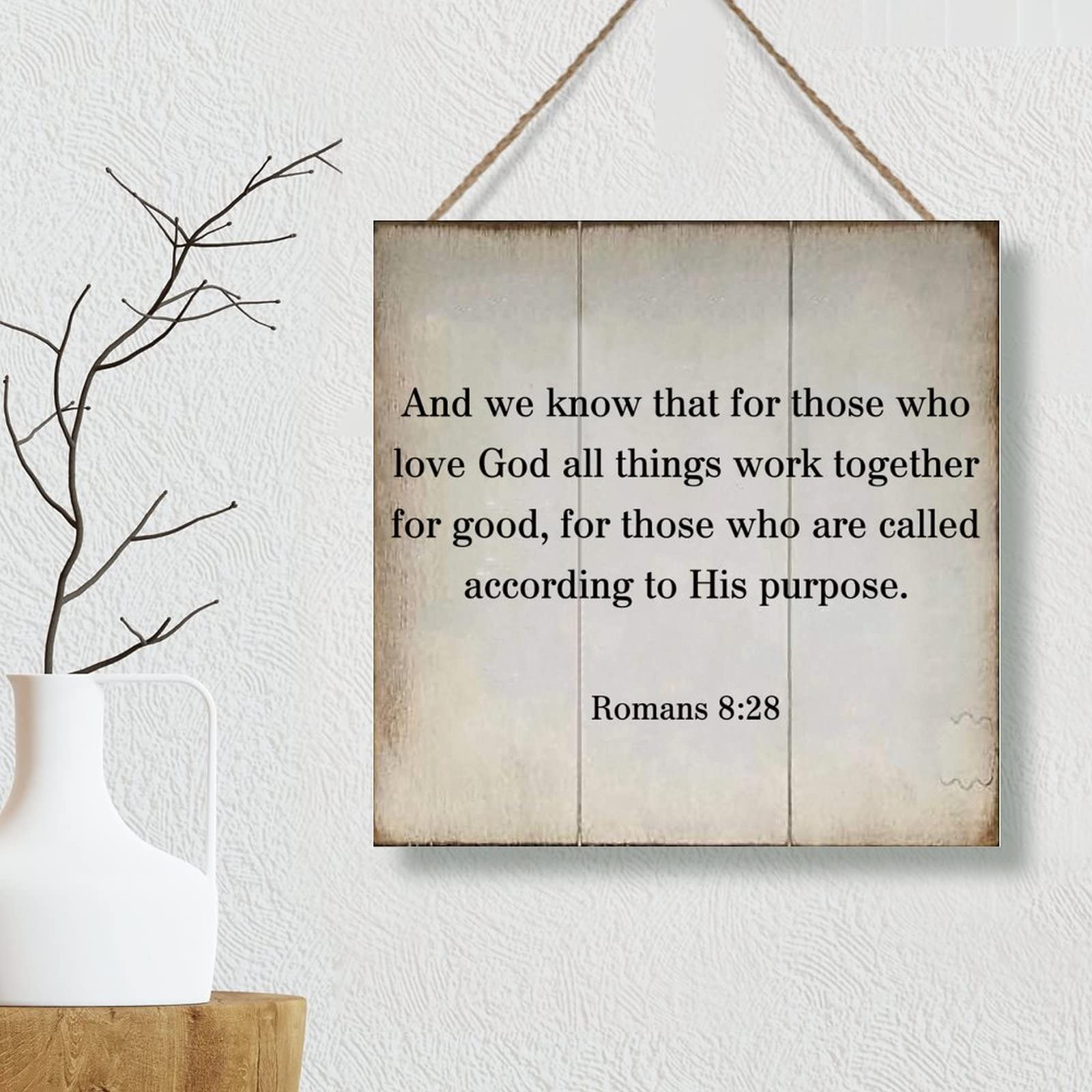 Romans 8:28 Wood Sign - Inspirational Bible Verse Wall Decor For Home And Office