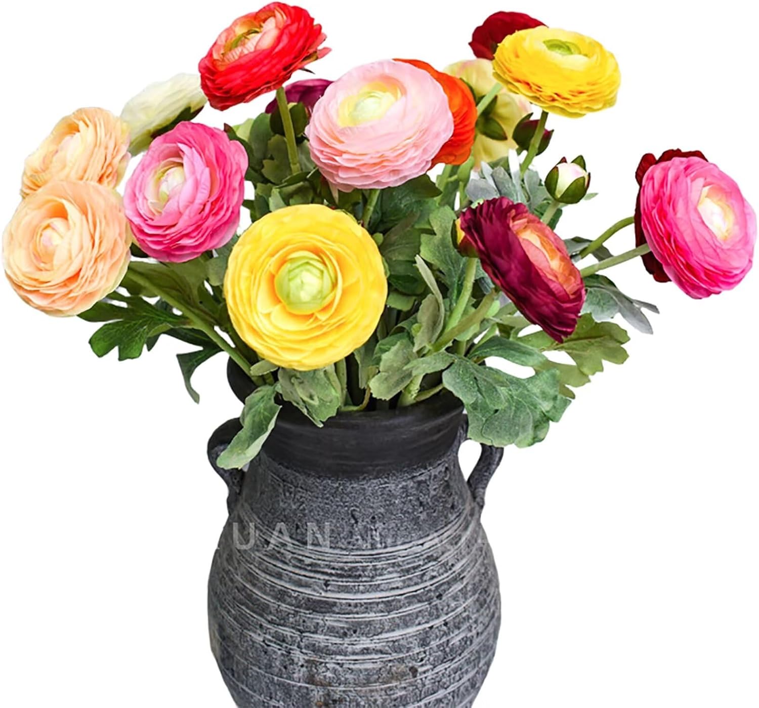 10Pcs Ranunculus Artificial Flowers Colorful Ranunculus Flowers with Real Touch Stems Silk Ranunculus Flowers Fake Ranunculus Flowers Spring Flowers for Wedding Party Home Office Decor