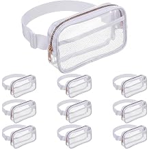 10 Pcs Clear Fanny Pack Stadium Approved, Bulk Transparent Belt Bag for Women Men, Waterproof Waist Bag with Adjustable Strap, Crossbody Pouch for Stadium Events Concert Sports Travel White