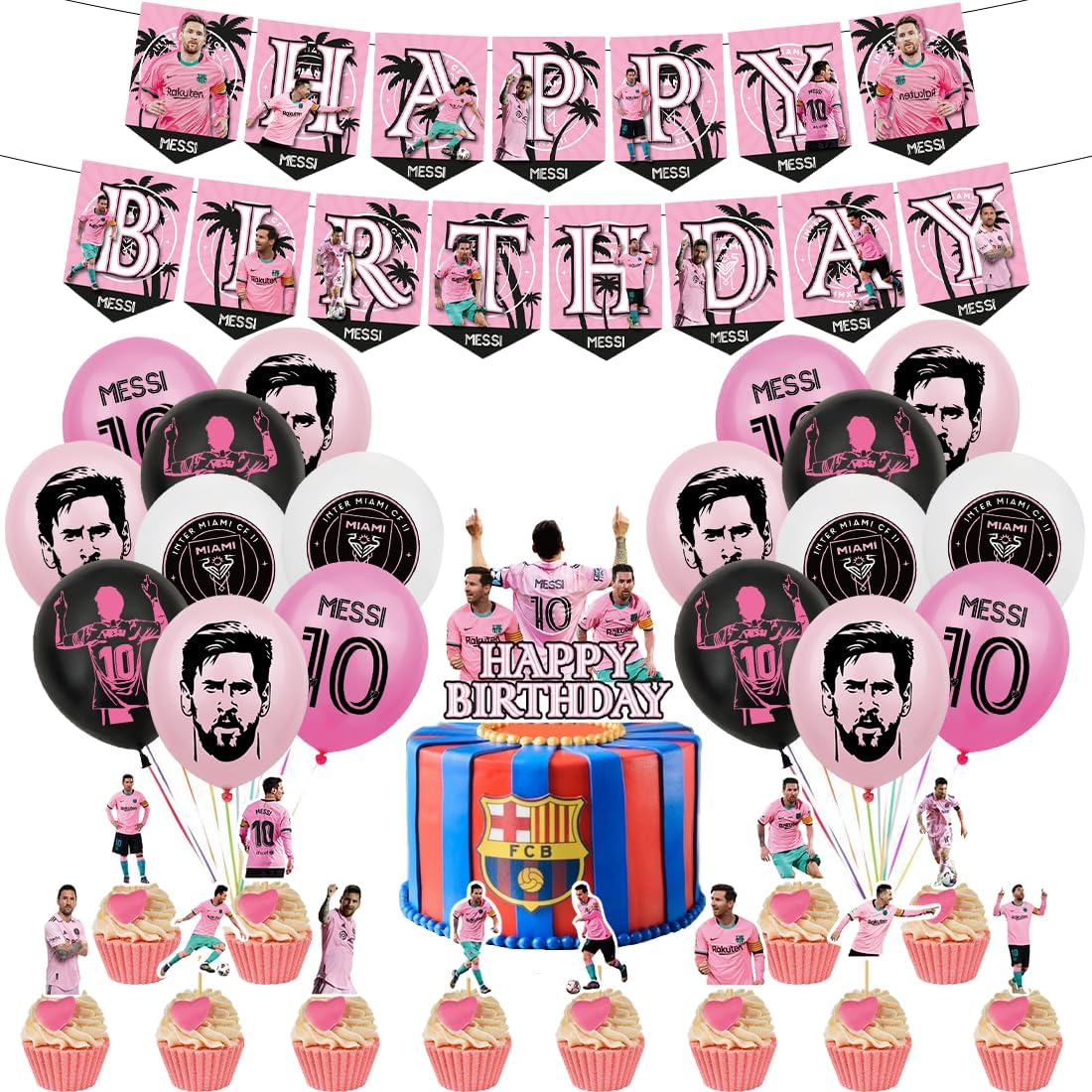 Messi Birthday Balloons Football Star Birthday Party Decorations Happy Birthday Banner Decoration Theme Party Party Decoration Messi Cake Toppers Messi Balloon for Children