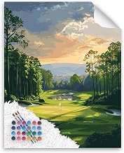 Golf Paint by Number, Golf Course Paint by Numbers Kit for Adults, Landscape Acrylic Painting for Golfer Gift, Mountain Trees Wall Art, Home Wall Decor(16x20inch, No Frame)