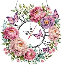 DIY 5D Diamond Painting Wall Clock, Diamond Painting Clock Pendant Embroidery Cross Stitch Mosaic, Diamond Painting Wall Clock with Chain Painting by Numbers Bedroom Living Room Decoration (19)