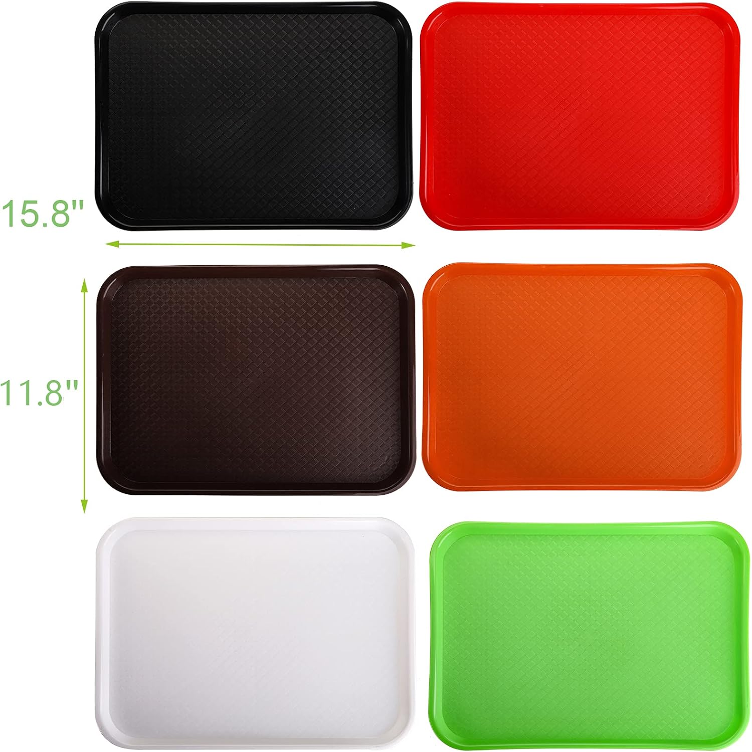 Yarlung 6 Pack Plastic Fast Food Trays, 16x12 Inches Restaurant Serving Trays Set for Coffee Table, Kitchen, Party, 6 Colors - Image 2