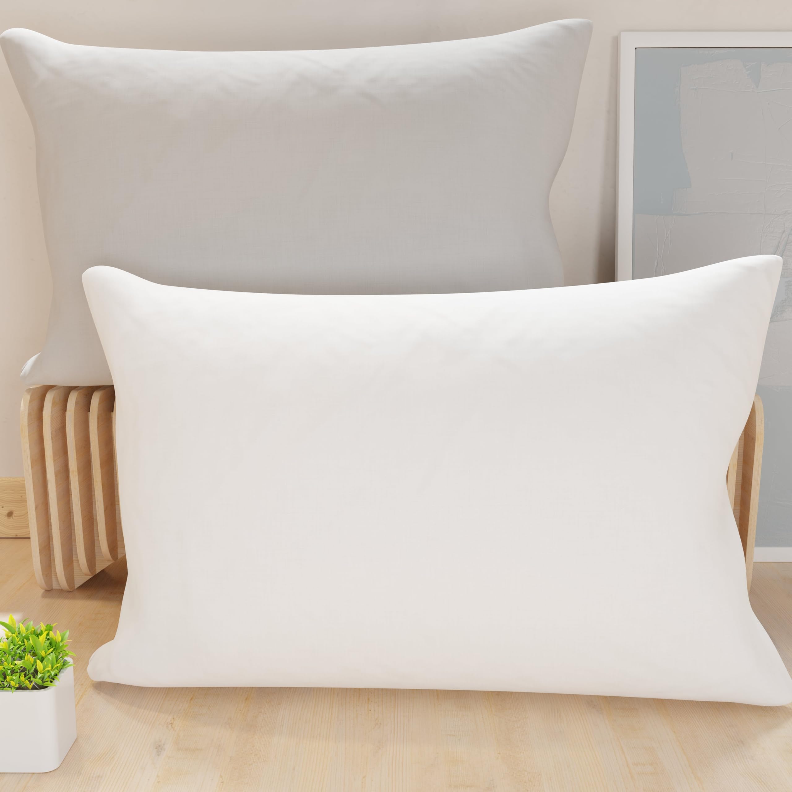 PETTI Artigiani Italiani - Pair of Pillow Cases 80 x 40 cm in Microfibre, Pillows for Bedroom Furniture, Sofa, Set of 2 Cushion Covers, Reversible Pillowcase White Light Grey — image 1
