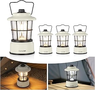 Consciot CL1 Mini Dual Light Sources LED Lantern, Retro Style Battery Powered Lamp, Dimmable Warm White and Daylight Modes, Up to 200H Run Time, Portable Atmosphere Lights for Indoor & Outdoor Use