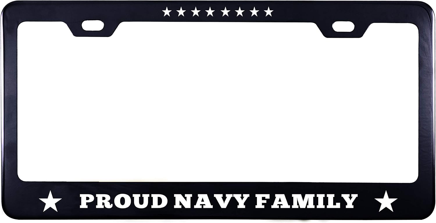 Printtoo Black Proud Family Waterproof Vinyl Cut License Plate Frame Stainless Steel Frame-12 x 6 Inches
