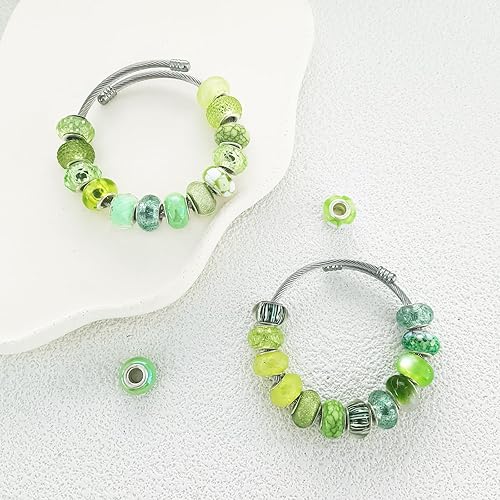 Vista 88 de Cuentas de agujero grande negro europeo para bolígrafos, 100 piezas surtidas de agujeros grandes de hadas, varita de jardín, cuentas espaciadoras