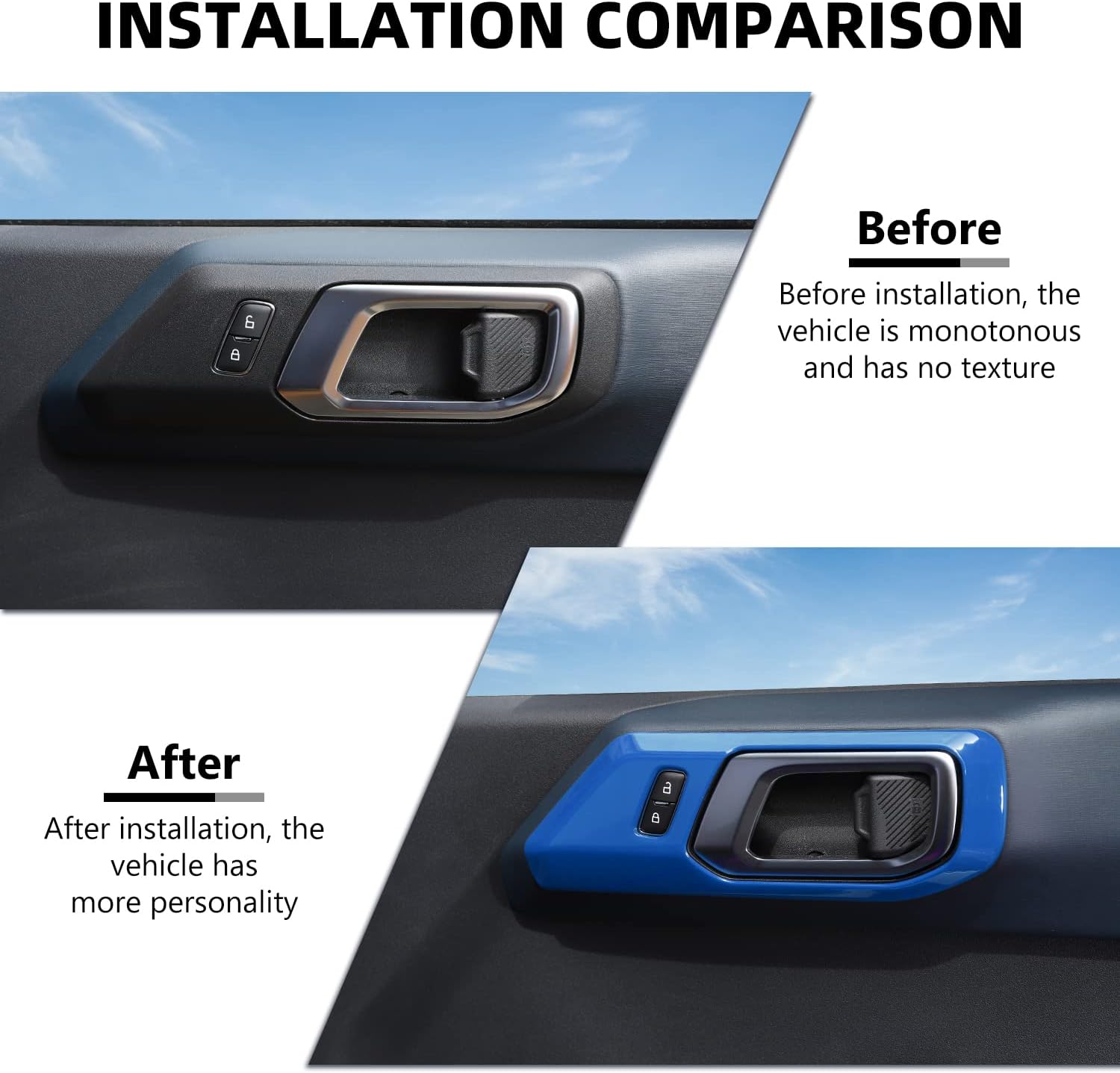 RAZPOY Inner Door Handle Cover Trim Compatible with 2021-2025 Ford Bronco Interior Accessories, Blue