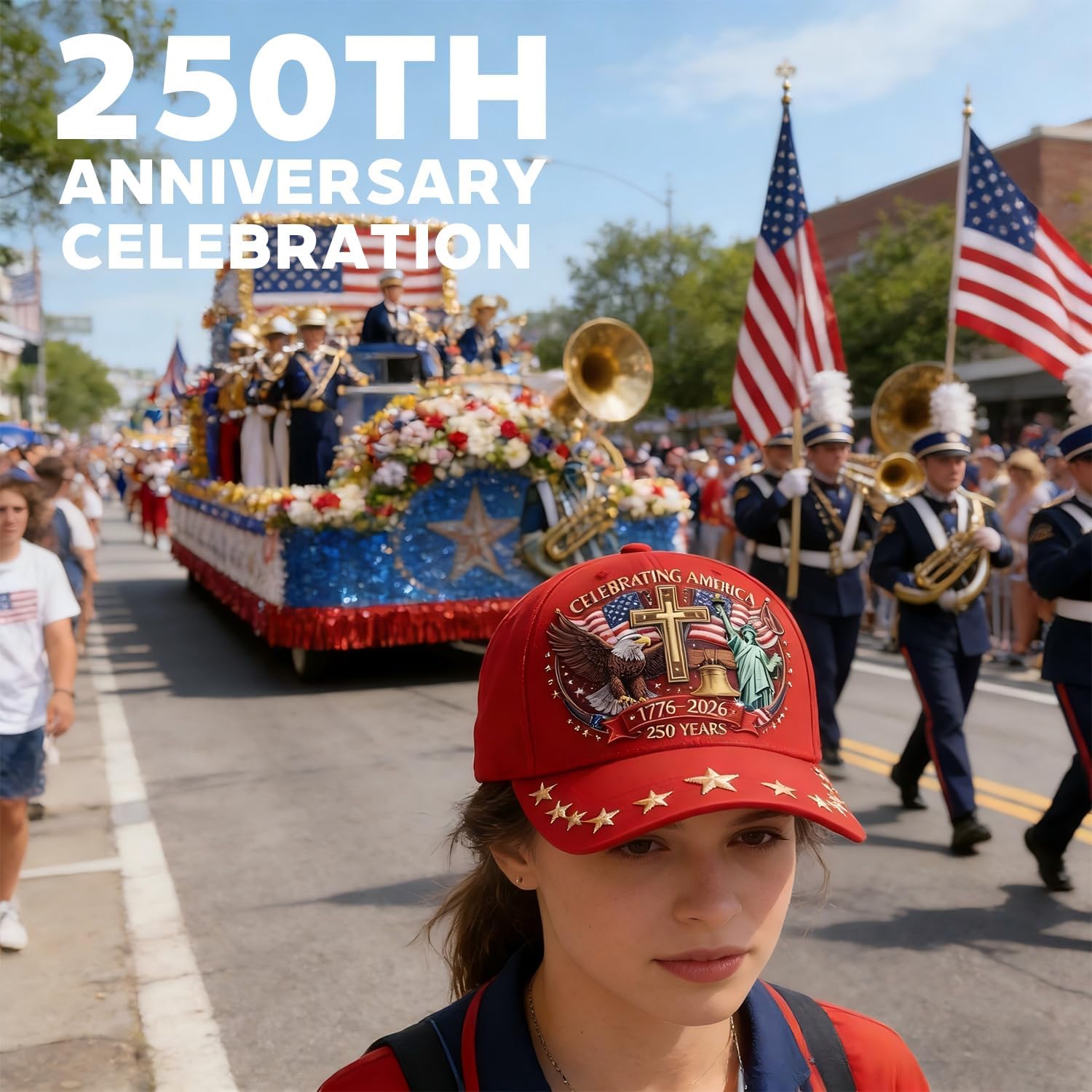 250 Anniversary USA Hat, Adjustable 250 Year American Anniversary Cap, Patriotic Retro Printing Cap for Men - Image 2