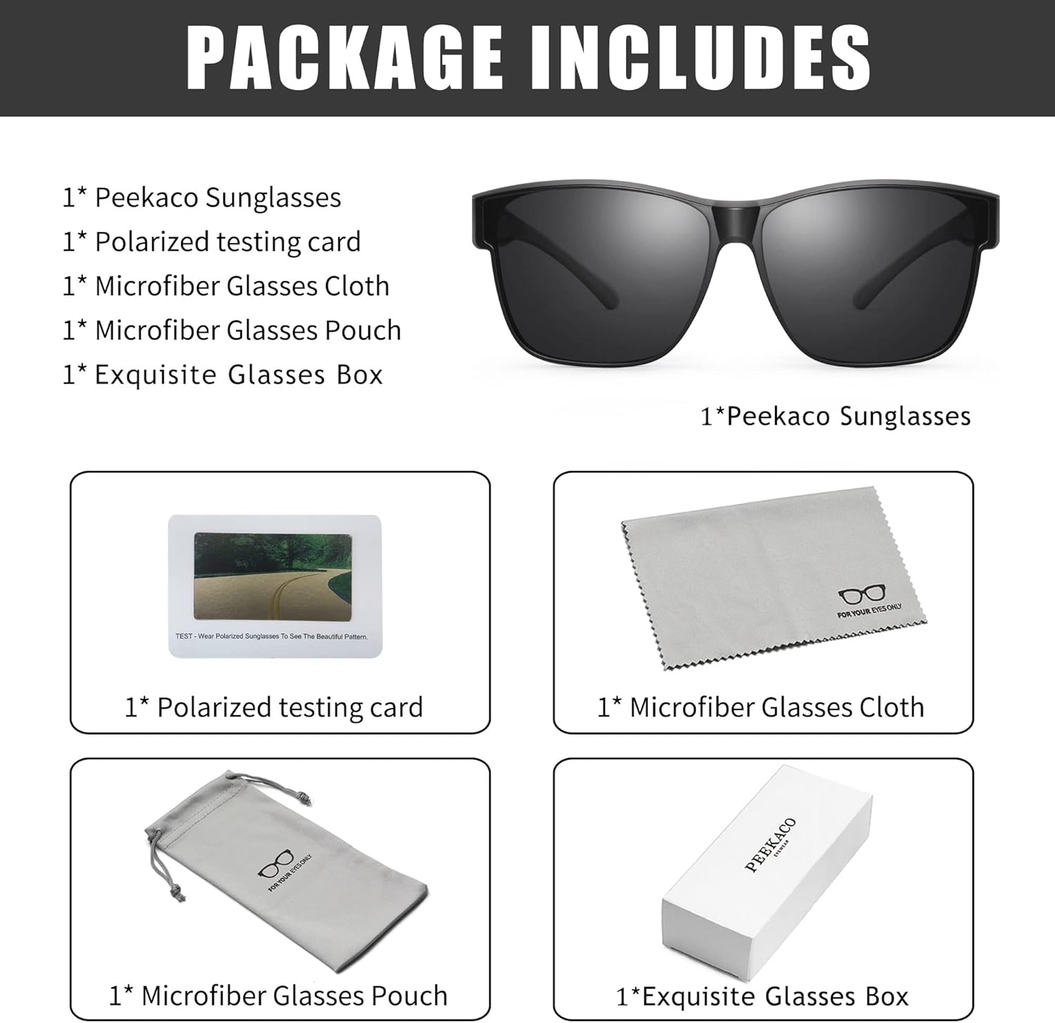 Polarized Sunglasses Fit Over Glasses for Women Men, Oversized Square Summer Shades UV400 Protection - Image 7