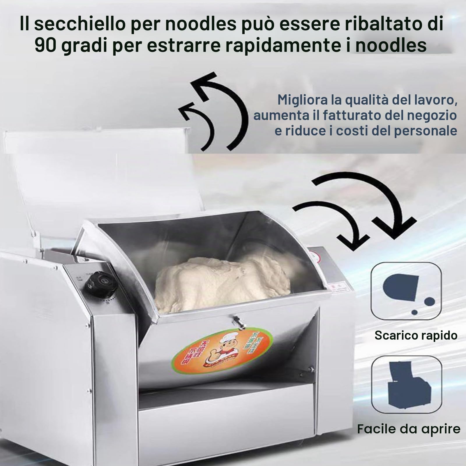 Impastatrice Commerciale Elettrica 3kg/5kg/7kg/8.5kg capacità di Impasto 30kg/50kg/75kg/85kg/H Miscelatore di Farina Professionale In Acciaio Inossidabile con Funzione di Temporizzazione,3kg