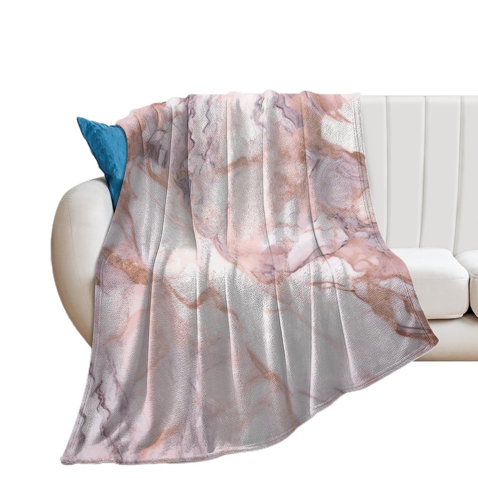 Couverture en flanelle marbre blanc, le plaid douillet pour des moments cocooning