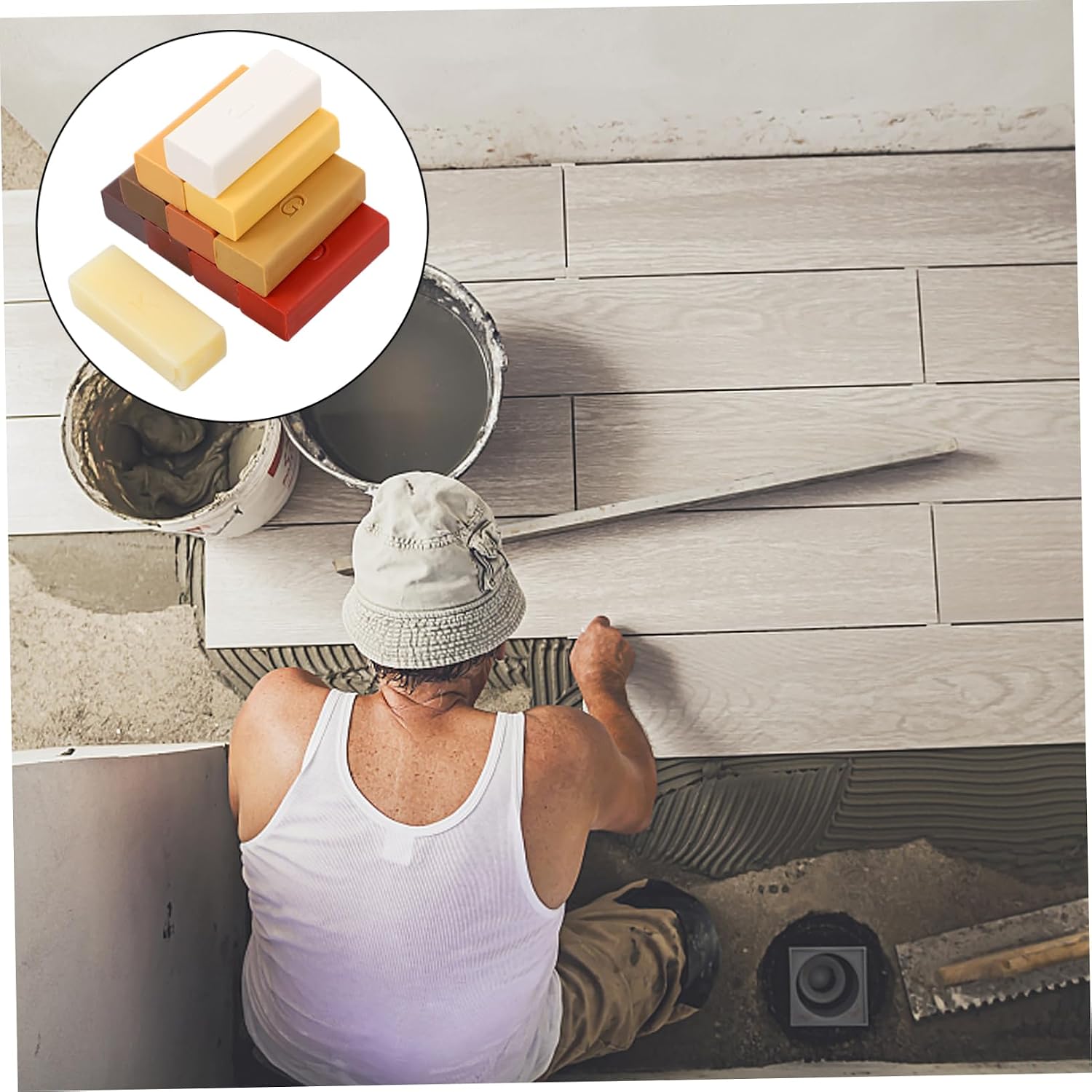 GARVALON Floor Repair Wax Block Durable Paraffin Furniture Scratch Repair Kit for Concealing Blemishes and Scuffs for Home Office and Schools