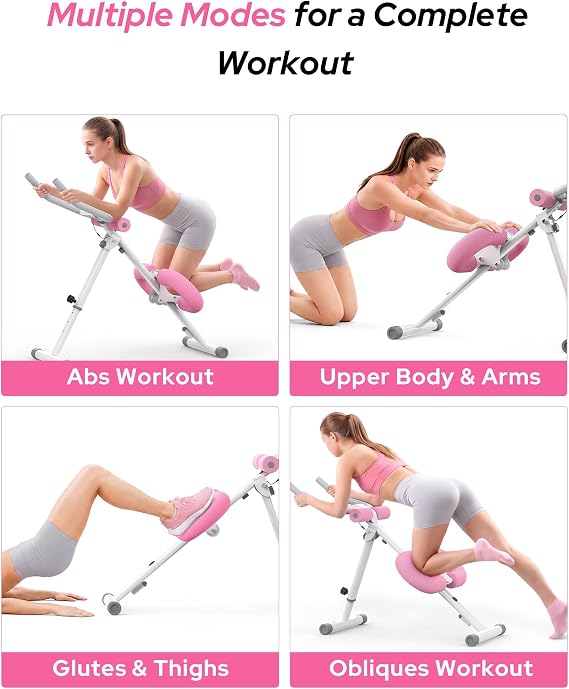 AB Machine Ab Workout Equipment, Adjustable Ab Trainer Machine for Abs Workout at Home Gym, Foldable, Knee Protection