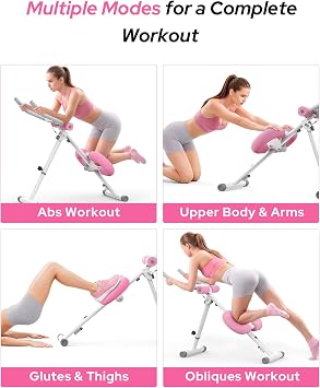 AB Machine Ab Workout Equipment, Adjustable Ab Trainer Machine for Abs Workout at Home Gym, Foldable, Knee Protection