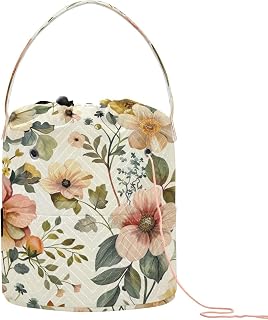 YETTASBIN Flower Yarn Storage Bag, Large Crochet Knitting Bag Organizer Portable Drawstring Tote for Crocheting Projects, Hold Skeins Balls, Yarn Needles Accessories - Gift for Knitters