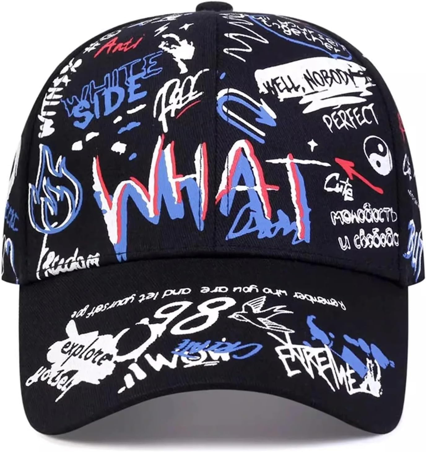1 x Korea Graffiti Fashion Hipster Hat Personality Trend Men and Women Baseball Caps Hip Hop Caps