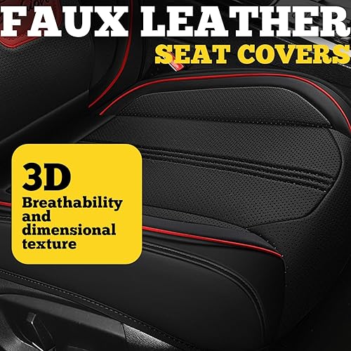 Miniatura 6 de LINGVIDO Fundas de cuero para asiento de automóvil, funda transpirable para automóvil, accesorios de cojín para automóviles y SUV, camión, juego de