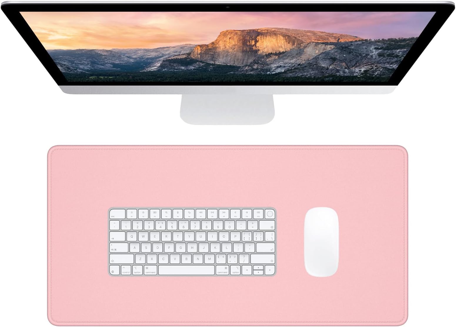Dapesuom Large Mouse Pad, Extended Gaming Mouse Mat with Stitched Edges, Full Size Desk Mats with Non-Slip Base, Computer Big Desktop Keyboard Pad for Gamer, Laptop, Office, 60 x 30 cm, Pink