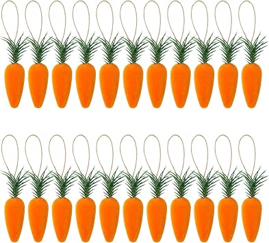 Honbay 20PCS Easter Carrot Hanging Ornaments Foam Artificial Carrots Fake Vegetables Hanging Ornaments Christmas Tree Hanging Decoration Thanksgiving Harvest Carrots Hanging Pendant