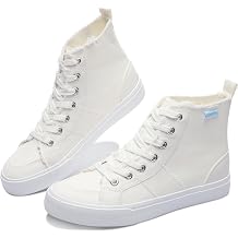 Obtaom Womens High Top Canvas Sneakers Play Mid Fashion Sneaker Casual Lace up Canvas Shoes