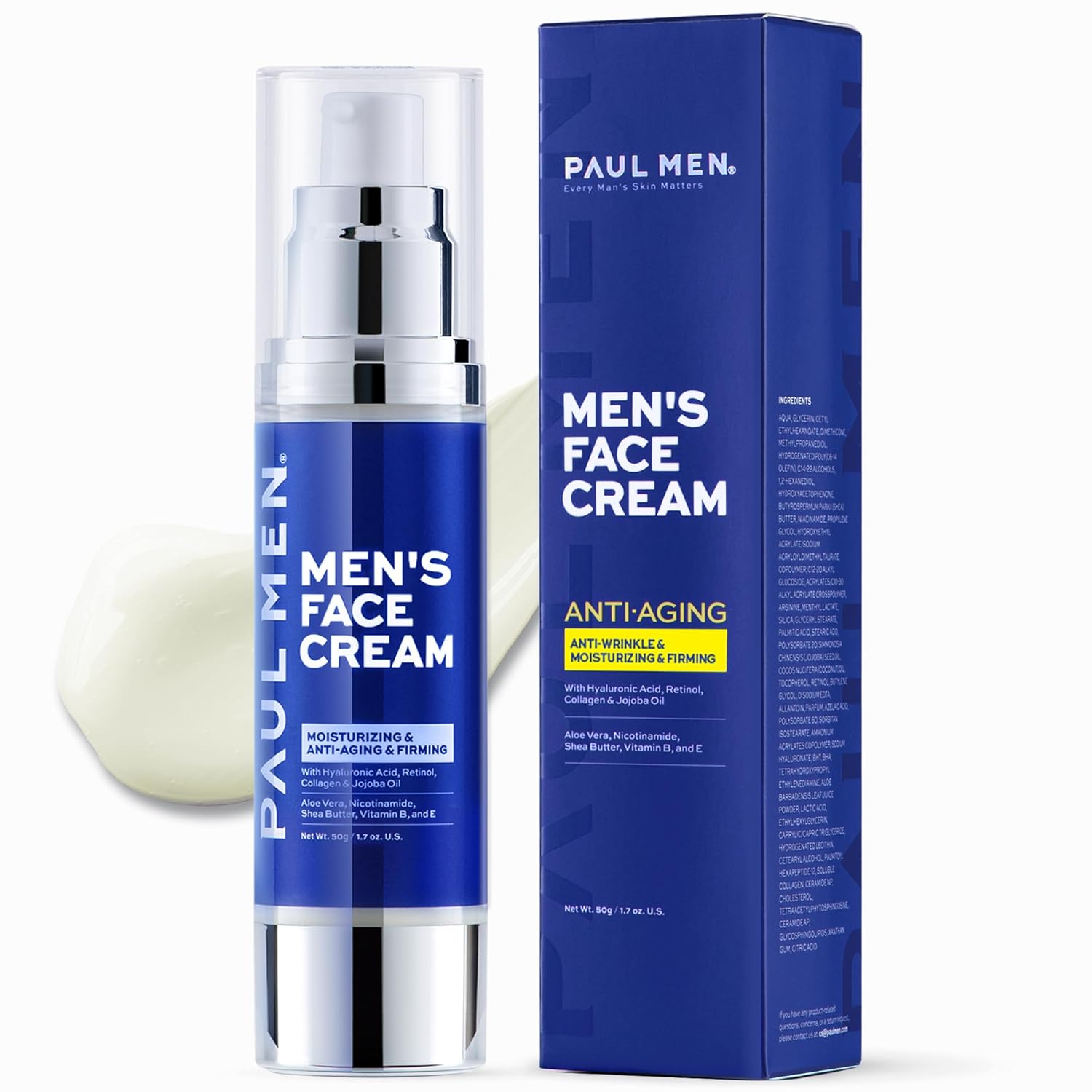Men’s Anti-Aging Face Moisturizer Cream: 7-in-1 Ultra Hydration for Deep Wrinkle Repair & Tightening – Vitamin Boost for Youthful Skin – 1.7 oz