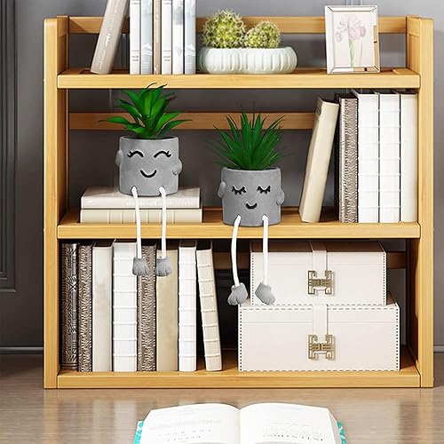Miniatura 8 de Zerzsy Suculentas falsas en macetas de cemento con pata colgante, mini plantas falsas en maceta para decoración de escritorio, decoración de estante