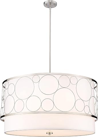 7-Light Chandelier Chrome Finish Laser Cut Geometric Design Crystal Accent Modern Ceiling Light for Dining Room Foyer Living Room