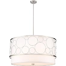 7-Light Chandelier Chrome Finish Laser Cut Geometric Design Crystal Accent Modern Ceiling Light for Dining Room Foyer Living Room