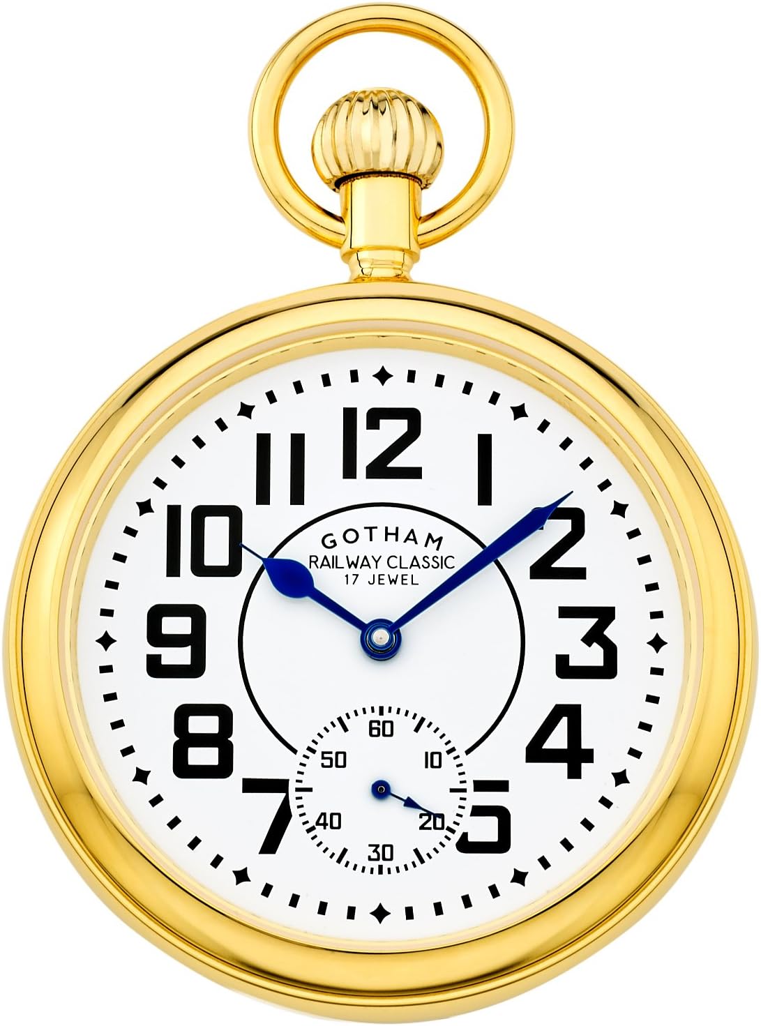 Gotham Men's Gold-Tone Mechanical Hand Wind Railroad Pocket Watch # GWC14102G