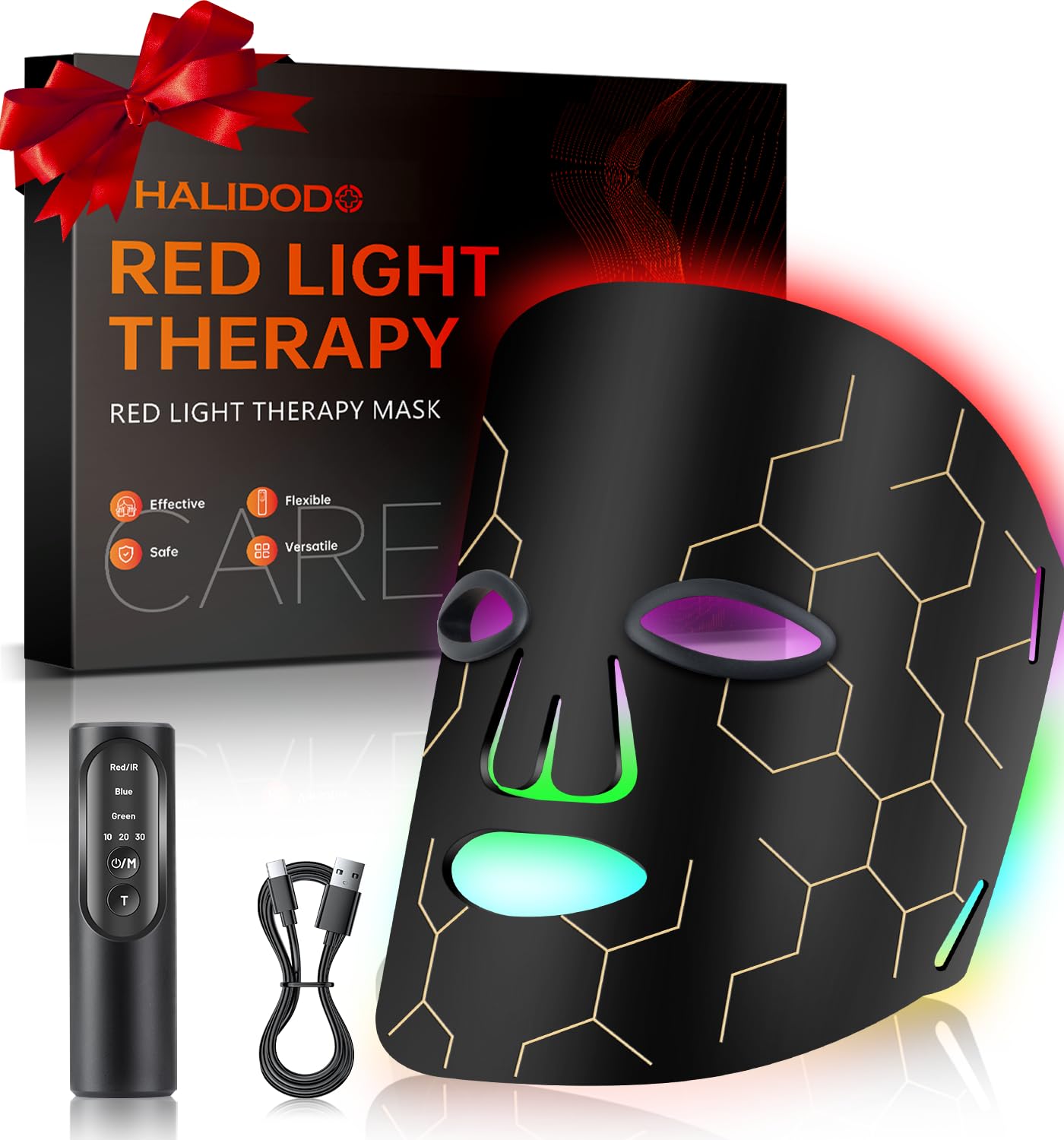 Red Light Therapy Mask for Face, 8 Mode LED Face Mask, 288 Lamp Red Light Therapy Mask at Home, 630nm&850nm Infrared Light Therapy Mask with Timer Remote Control