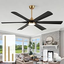 60 Inch Outdoor Ceiling Fan with Lights, Black Gold Smart Fan