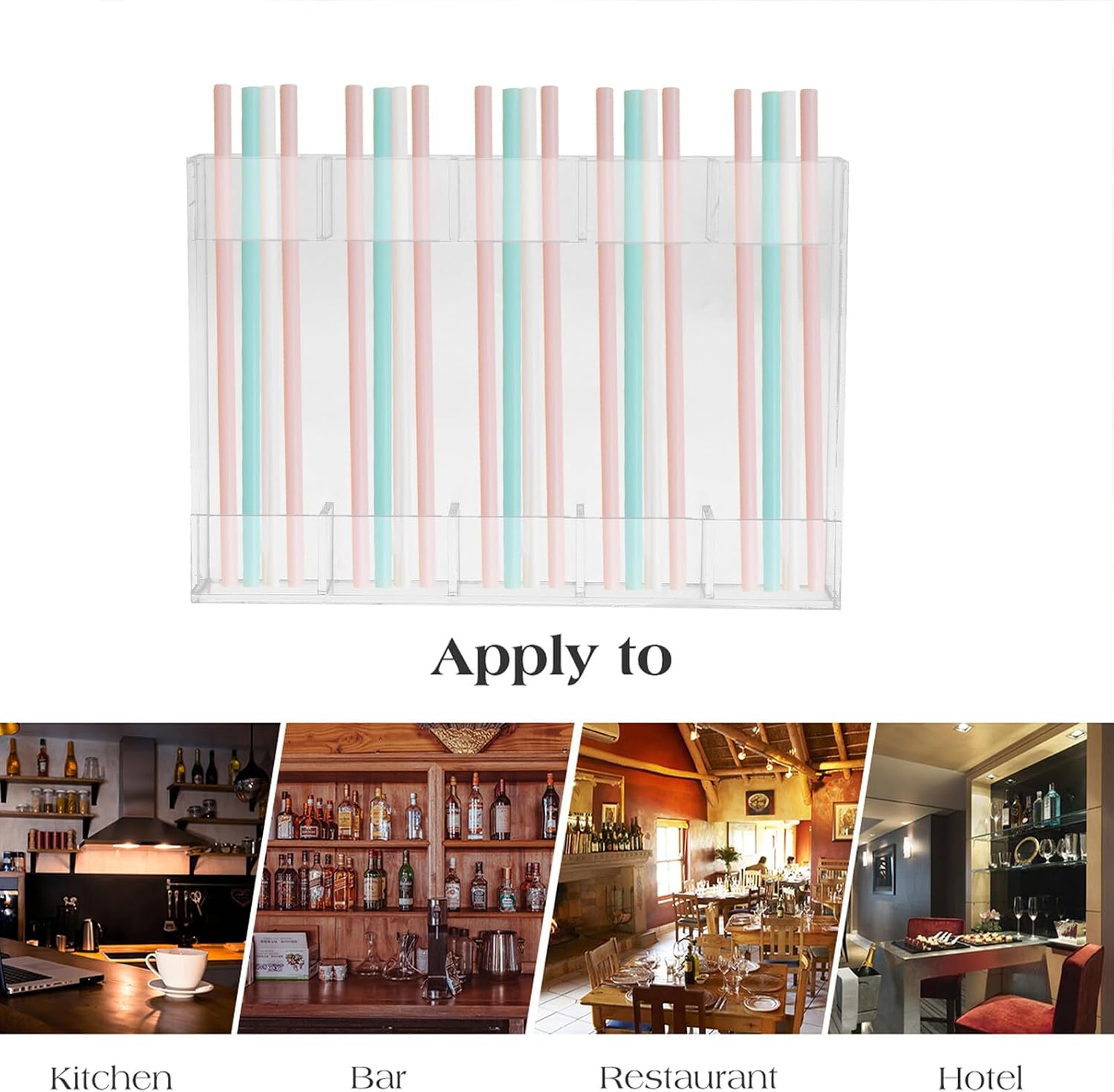Acrylic Straw Organizer Box Wall Mounted with Multiple Compartments