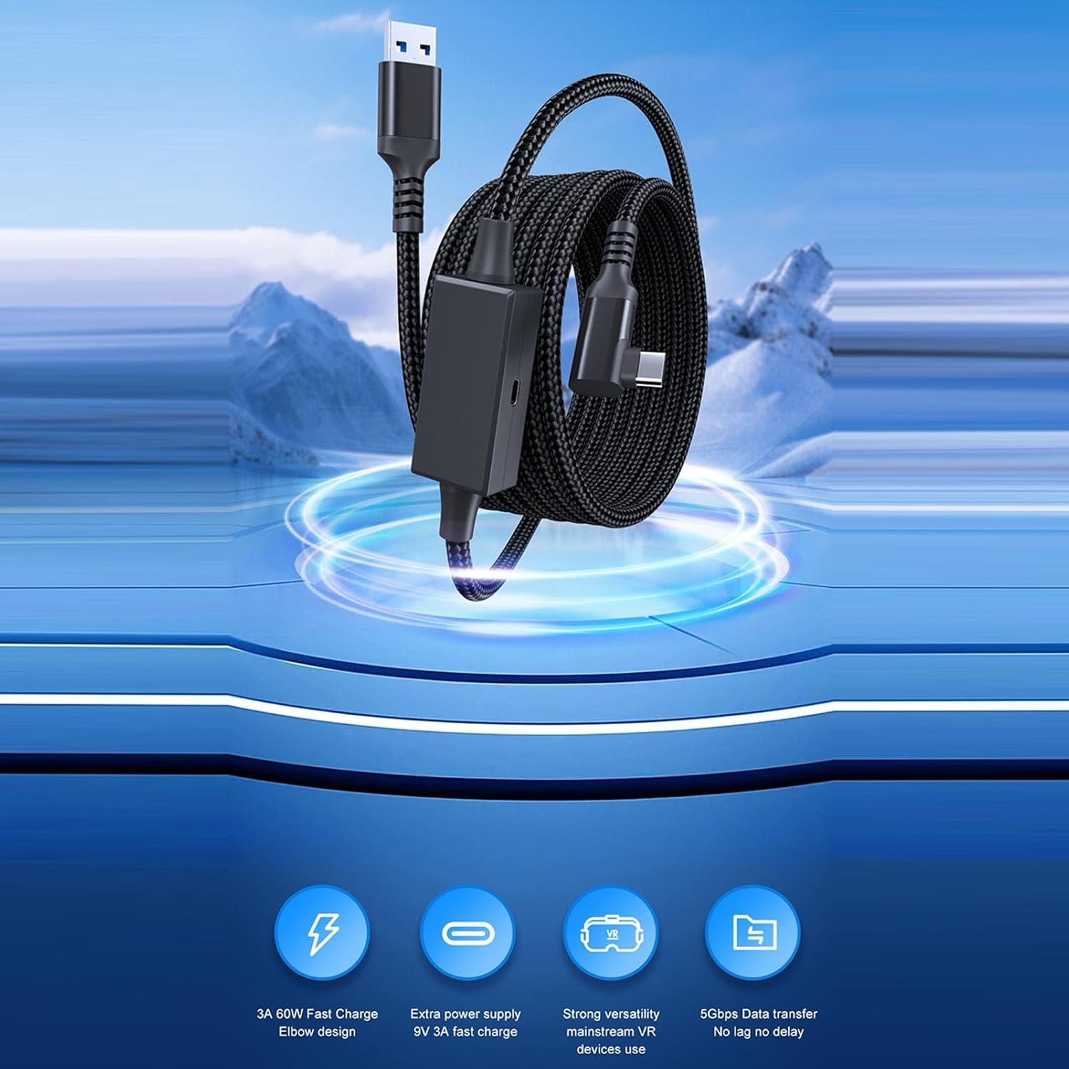 Diagram illustrating key features of the VR Link Cable