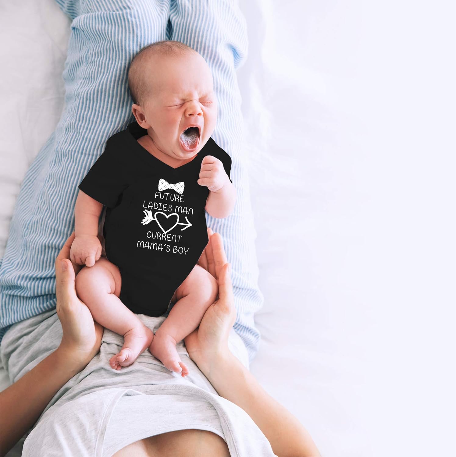 Future Ladies Man Current Mama's Boy Bodysuit Funny Infant Outfit Comfy Baby Boy Clothes - Image 3
