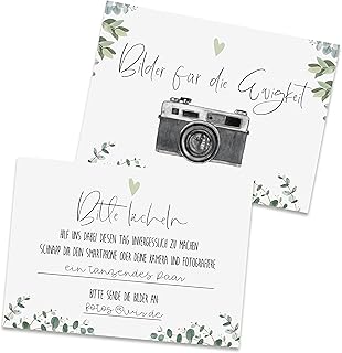 Nastami 25 Karten Bilder für die Ewigkeit Hochzeit EUCALYPTUS mit Beispielen Fotobox Karten Fotospiel für Hochzeitsgäste