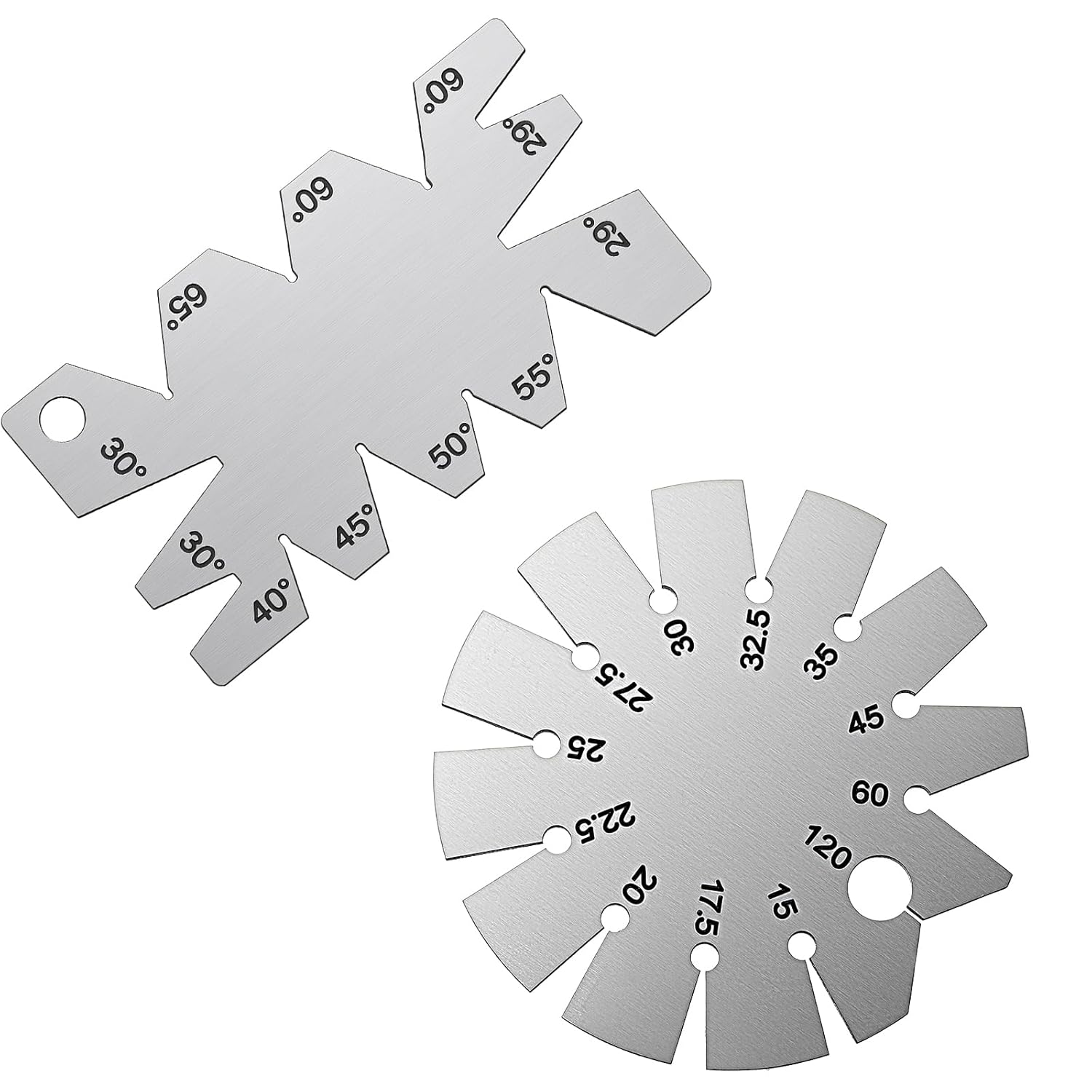 Xinjoduz 2-Pack Stainless Steel 15-120° Brushed Silver Round Bevel Gauge Angle Finder for Woodworking DIY