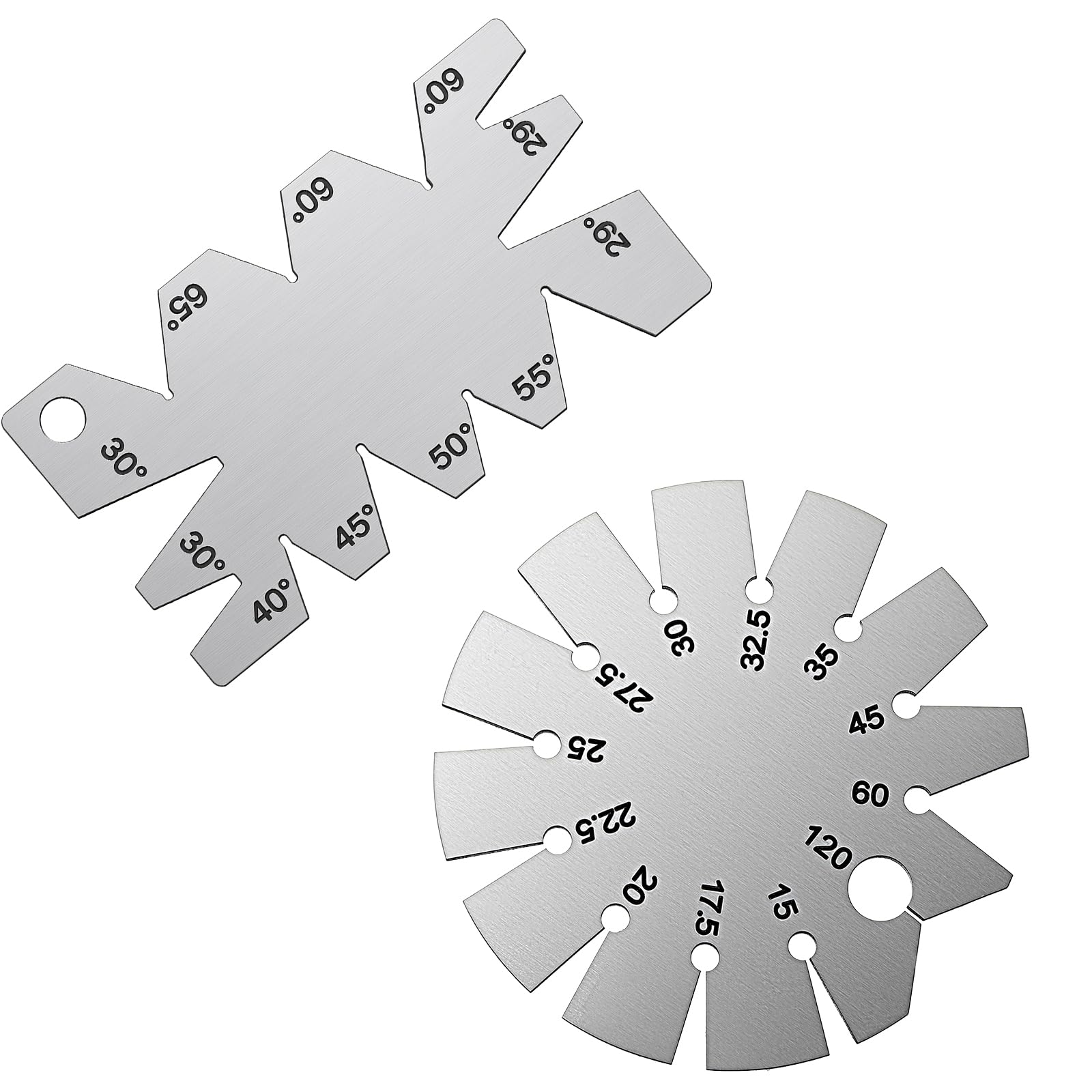 2PCS 15-120 Gradi Argento Spazzolato Angolo Gauge In Acciaio Inox Angolo Finder Tool, Forma Rotonda Axe Bevel Gauge