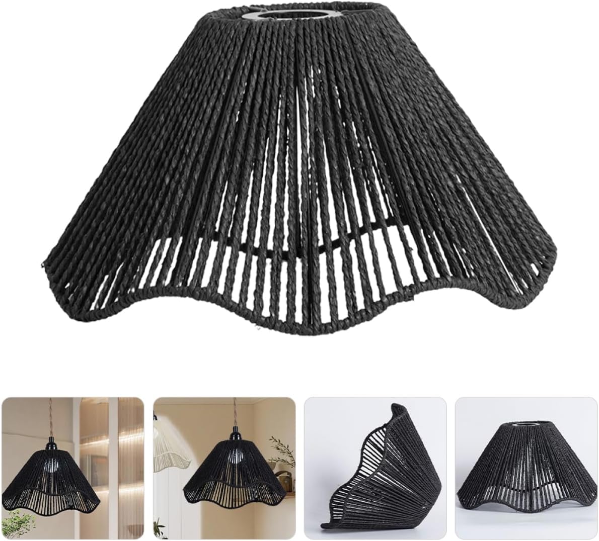 PRETYZOOM 4pcs Woven Lampshade Replacement for Chandeliers Retro Ceiling Light Cover Stylish Dining Restaurant Lighting Fixture Eye-friendly Design for Rustic Home Decor