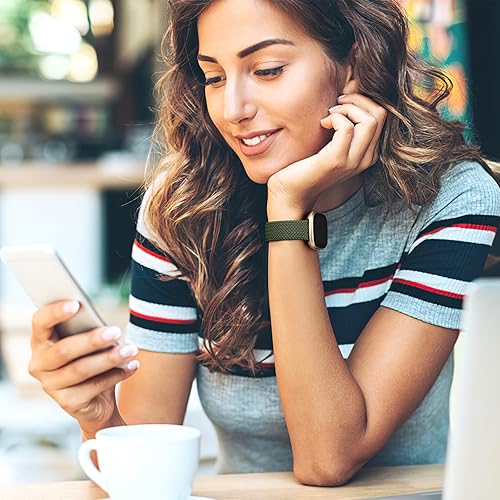 Miniatura 8 de Maledan Banda elástica trenzada compatible con Fitbit SenseFitbit Versa 3Versa 4Sense 2 bandas para mujeres y hombres, correa elástica suave para