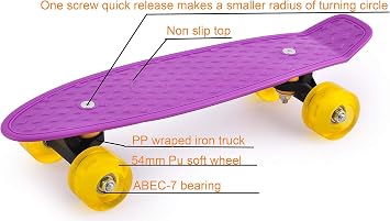 17inchX5inch Completed Skateboard Mini Cruiser Board with High Bounce PU Wheel