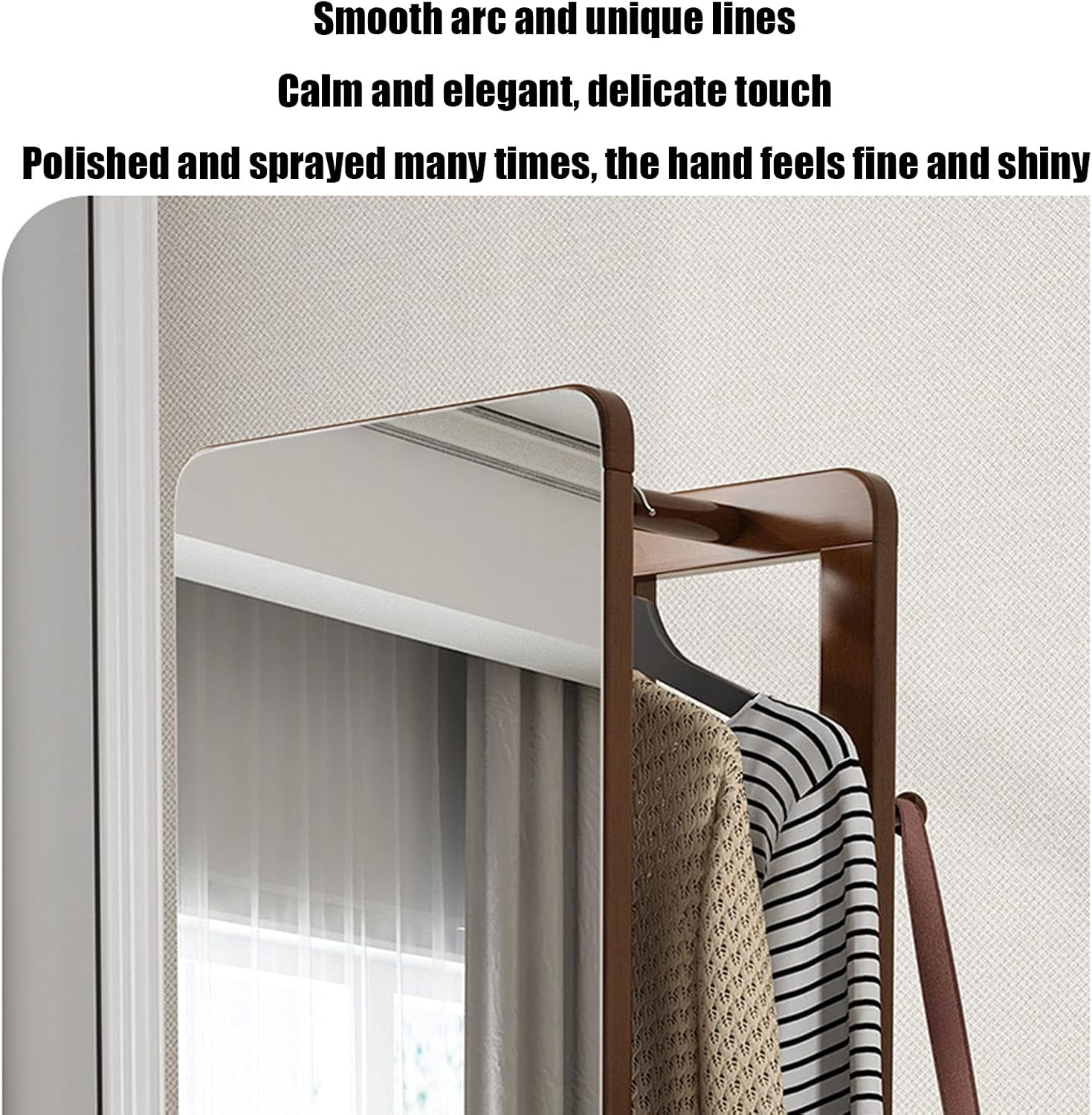 Solid Wood Household Full-Length Mirror Hanger One Full-Length Mirror Rotating Floor Mirror Wardrobe Mirror Fitting Mirror White