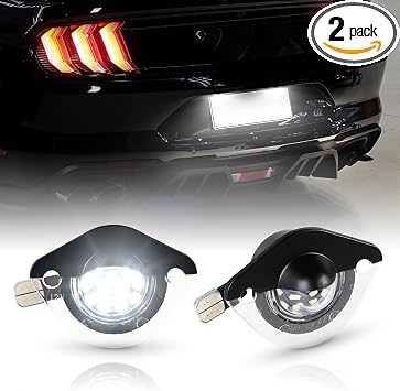 Gempro LED License Plate Light Assembly Rear bumper Tag Lamp for 1994-2004 Ford Mustang Pickup Truck 6000K White, 2PCS