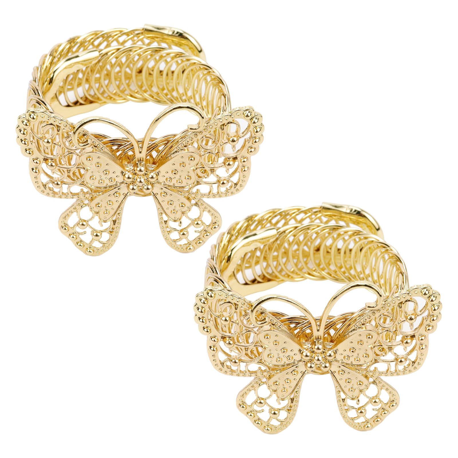 Chinflly Curtain Tiebacks,Butterfly Spring Design Modern Style Holdback Metal Curtain Tie Backs Home Decor(Gold),Pack of 2