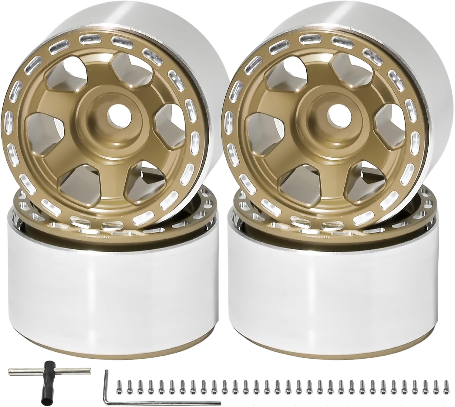 1.0 Beadlock Wheel Rim Set Aluminum Alloy RC Upgrade Part For Traxxas 1/18 TRX4M 1/24 Axial SCX24 FMS FCX24 Gladiator Bronco C10 JLU Deadbolt B17 RC Crawlers Upgrade Off-road(4Pcs/set)