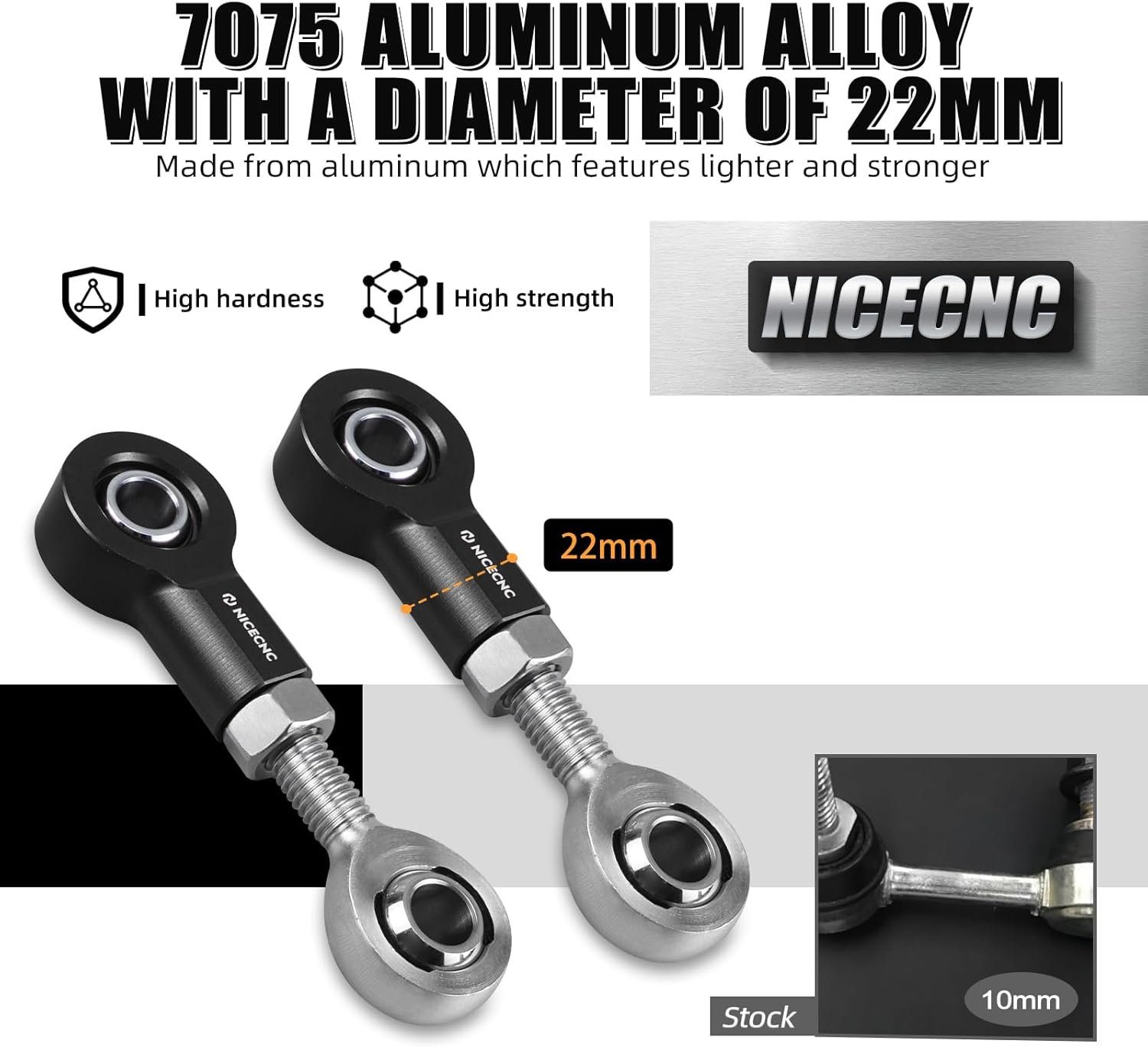 NICECNC M12 Front Sway Bar Stabilizer End Link Kit Adjustable Compatible with Can Am Maverick X3 4x4 XMR Turbo DPS 2020-2021, 4x4 XRS SMA-Shox Turbo 2023, See Fitments Black