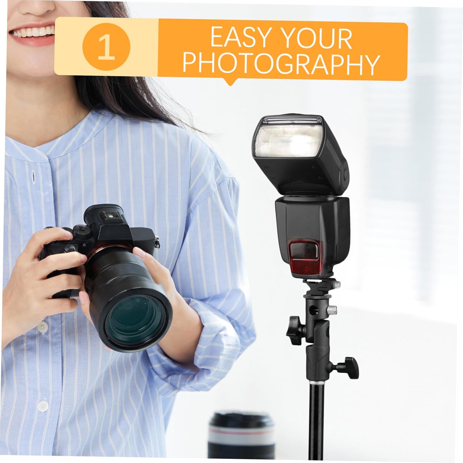 MERRYHAPY Light Stand Flash Bracket Flash Bracket Umbrella Holder for DSLR Swivel