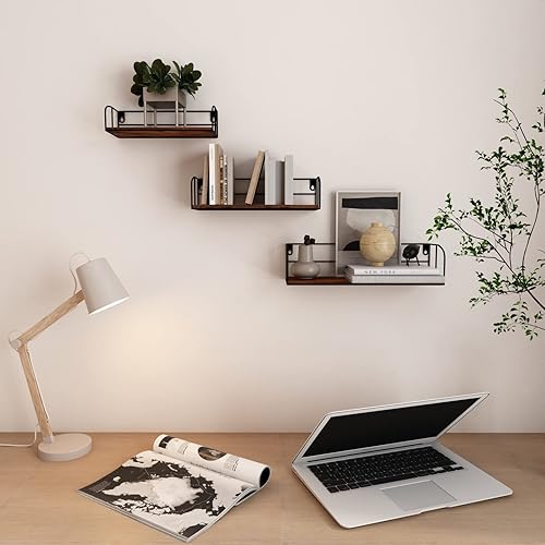 Miniatura 5 de Giftgarden Paquete de 6 estantes flotantes para montaje en pared estantes rústicos para colgar en la pared estantes de pared para baño cocina