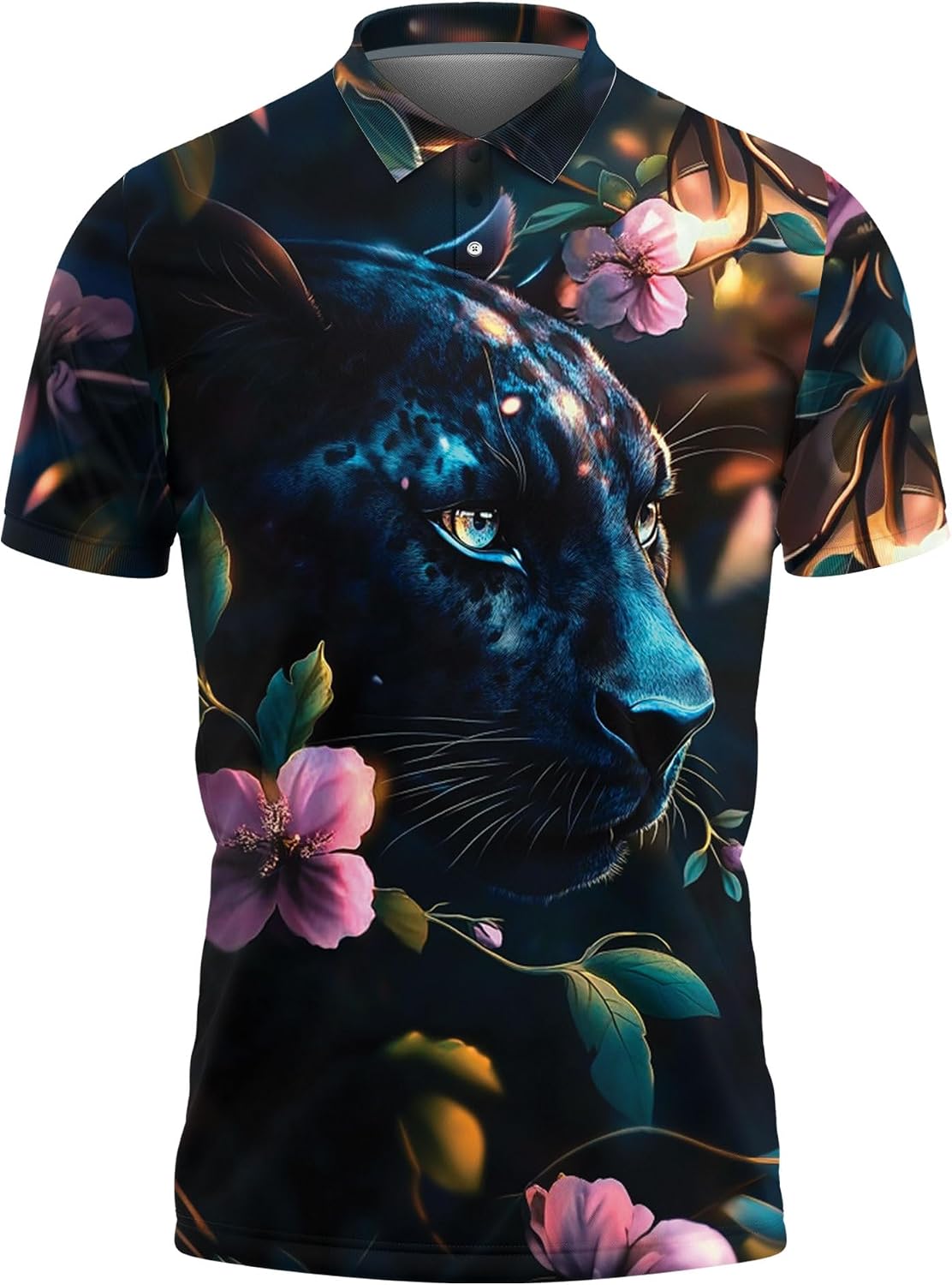 Panther Lovers Golf Polo Shirts for Men - Panther Cat Mens Polo Shirts Short Sleeve Regular Fit Series 126